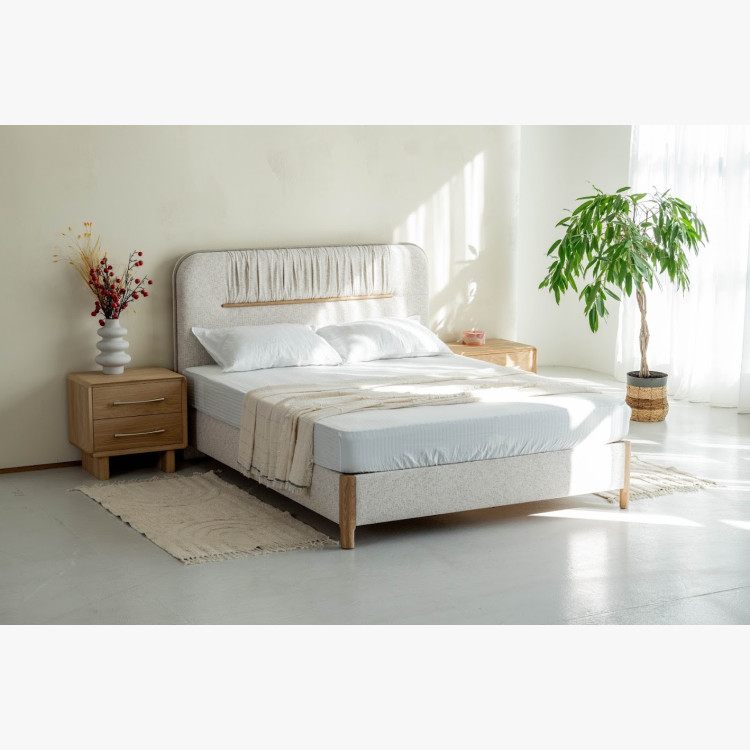 Manželská postel s úložným prostorem 180 × 200 cm, šedá látka  - 13