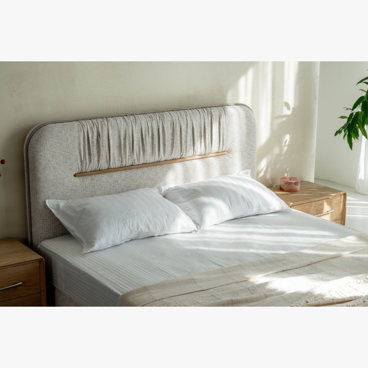 Manželská postel s úložným prostorem 180 × 200 cm, šedá látka  - 14