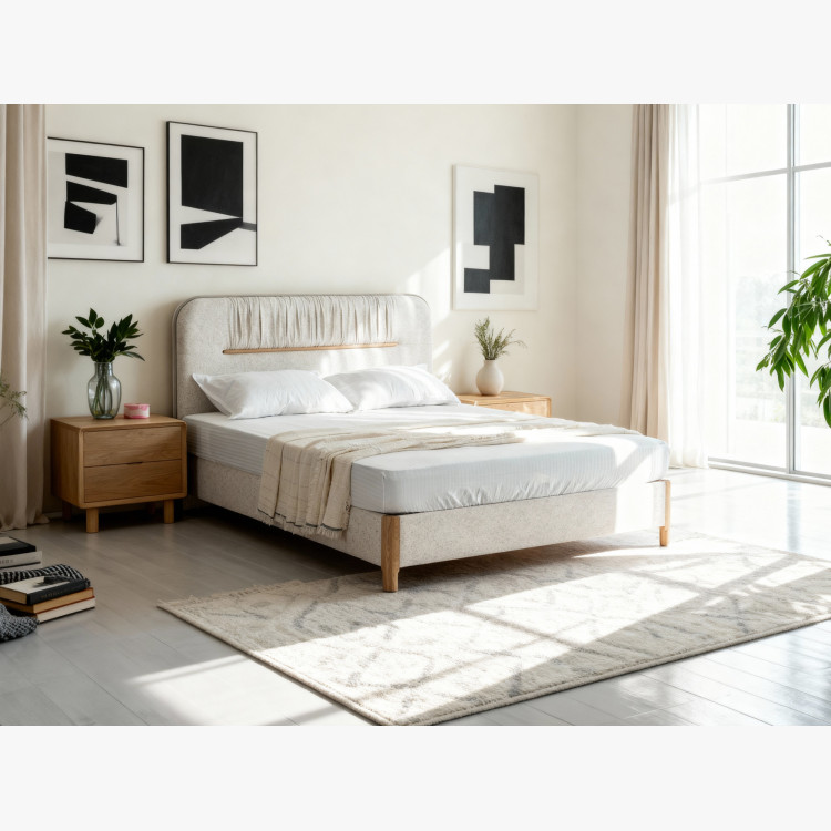 Manželská postel s úložným prostorem 180 × 200 cm, šedá látka  - 16