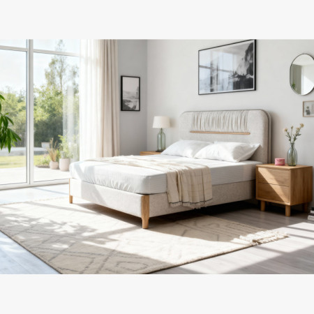 Manželská postel s úložným prostorem 180 × 200 cm, šedá látka  - 19