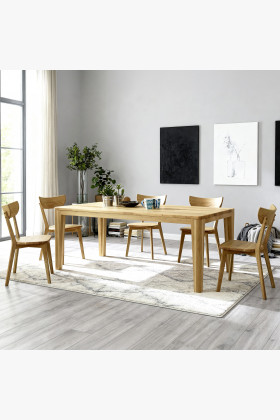 Tömör tölgyfa étkezőgarnitúra – York asztal és Eva tömörfa szék  - 1