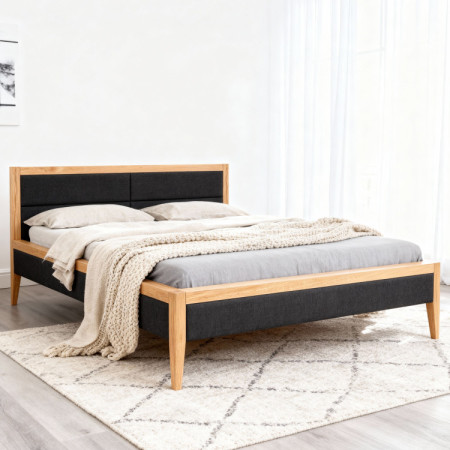 Tölgyfa ágy, szövettel kombinálva  - 1