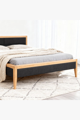 Tölgyfa ágy, szövettel kombinálva  - 1 2