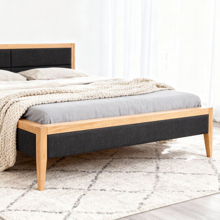 Tölgyfa ágy, szövettel kombinálva  - 2