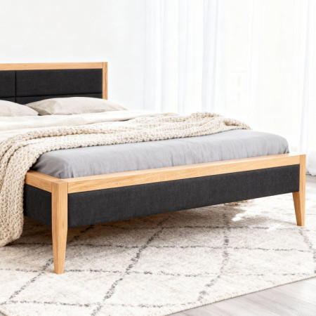 Tölgyfa ágy, szövettel kombinálva  - 2