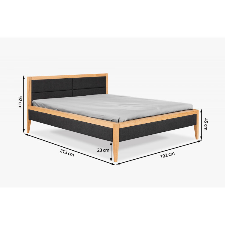 Tölgyfa ágy, szövettel kombinálva  - 13