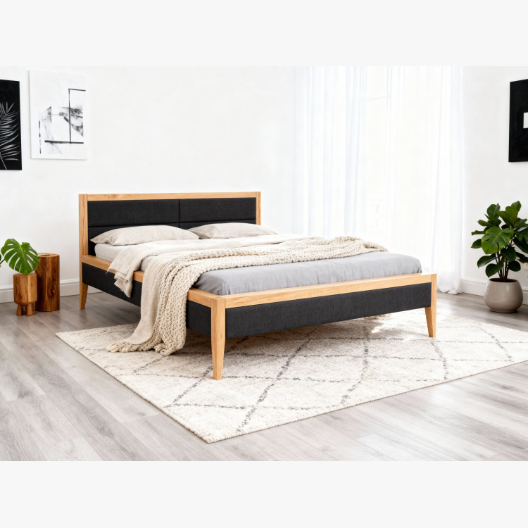 Tölgyfa ágy, szövettel kombinálva  - 15