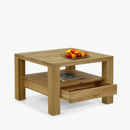 Fa tölgyfa dohányzóasztal polccal  - 3