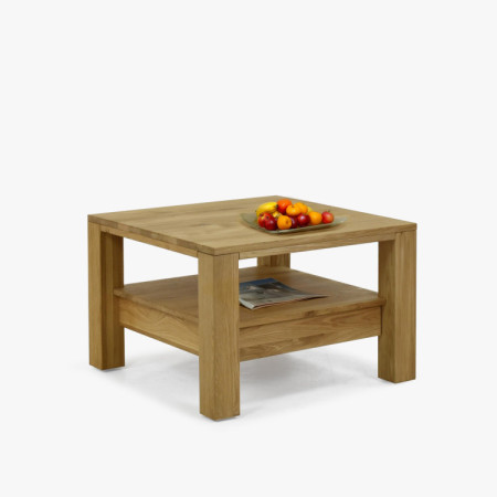 Fa tölgyfa dohányzóasztal polccal  - 4