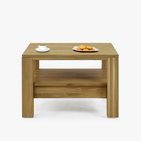 Fa tölgyfa dohányzóasztal polccal  - 6