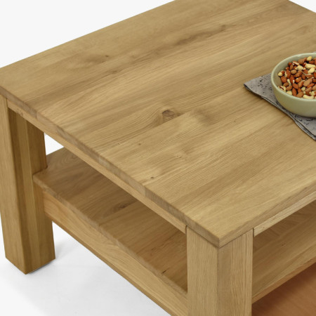 Fa tölgyfa dohányzóasztal polccal  - 8