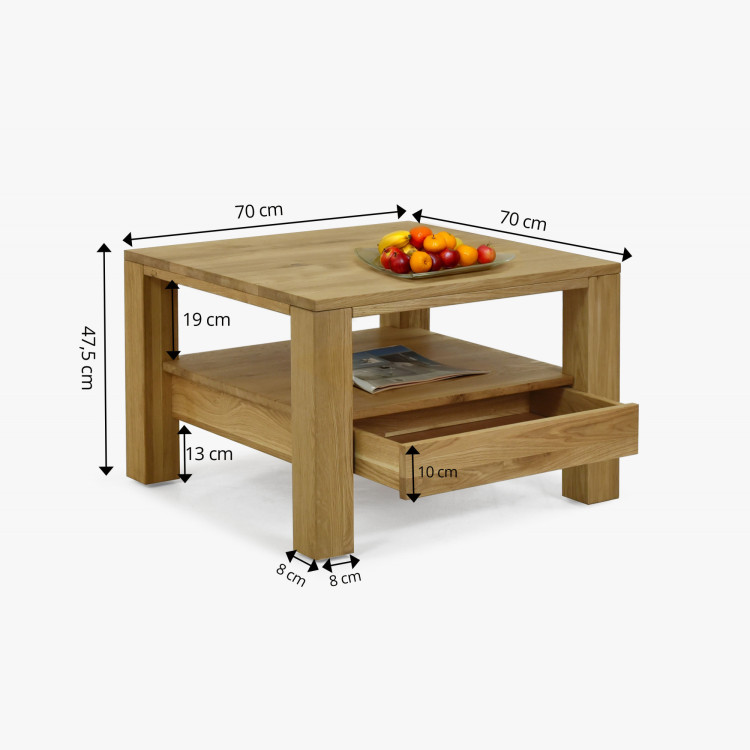 Fa tölgyfa dohányzóasztal polccal  - 10