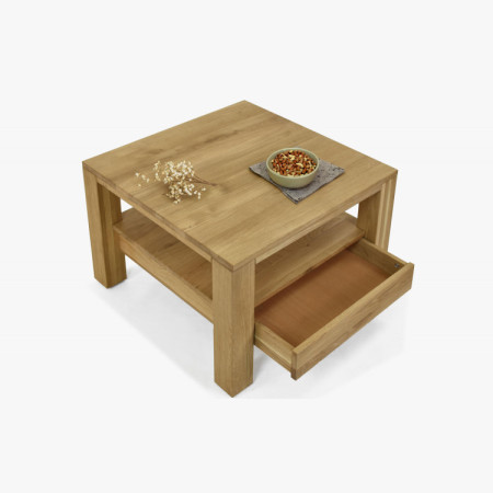 Fa tölgyfa dohányzóasztal polccal  - 11