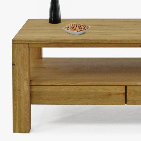 Fa tölgy téglalap alakú dohányzóasztal polccal  - 8