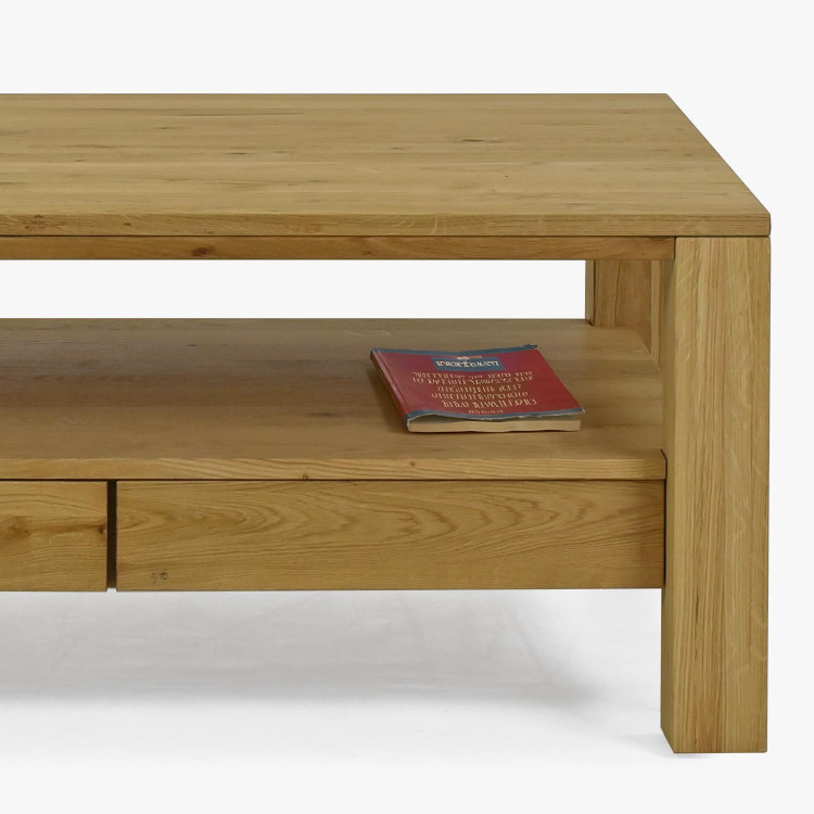 Fa tölgy téglalap alakú dohányzóasztal polccal  - 9