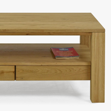 Fa tölgy téglalap alakú dohányzóasztal polccal  - 9