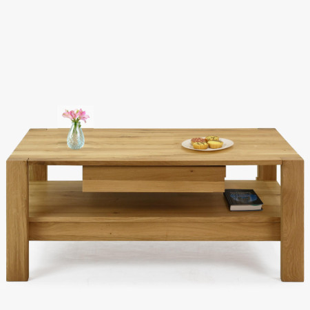 Fa tölgy dohányzóasztal polccal  - 4