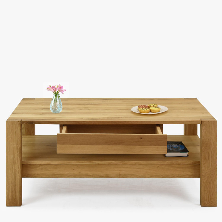 Fa tölgy dohányzóasztal polccal  - 6