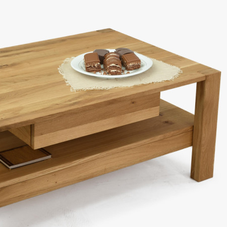 Fa tölgy dohányzóasztal polccal  - 7