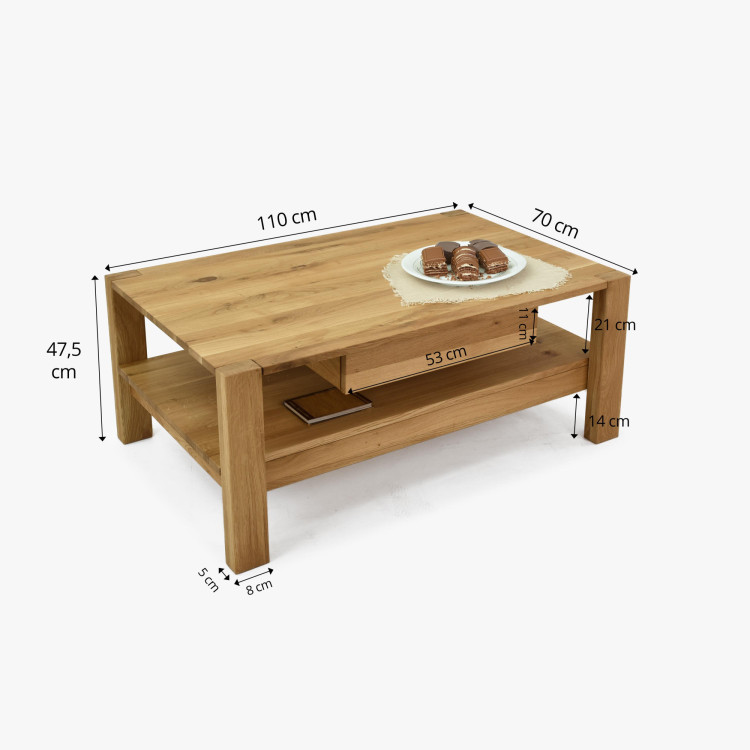 Fa tölgy dohányzóasztal polccal  - 8