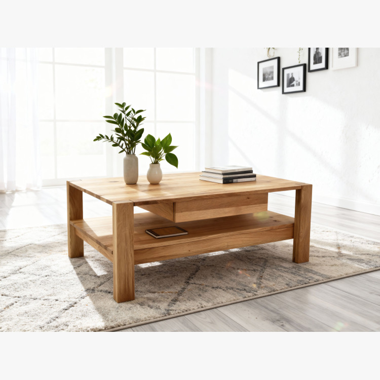 Fa tölgy dohányzóasztal polccal  - 9