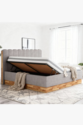 kárpitozott tárolós ágy fa kerettel 180x200 cm, modern dizájn