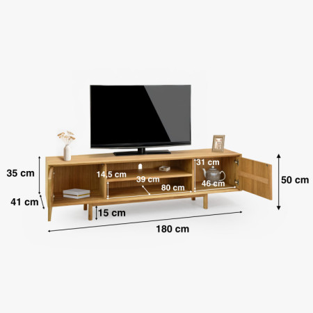 Dubová televizní komoda na nožičkách 180 cm, Oslo II  - 7