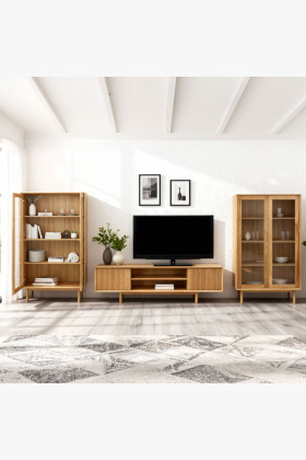 Tömör tölgyfa nappali fal szett, természetes olajozott Dub Natural