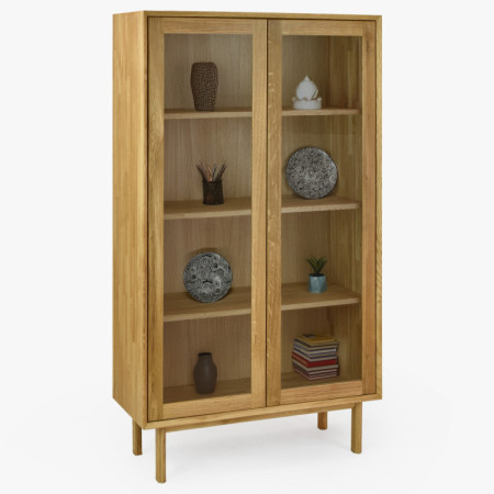 Obývací stěna z dubového masivu s vitrínami a TV komodou  - 7