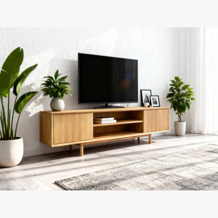 Obývací stěna z dubového masivu s vitrínami a TV komodou  - 17