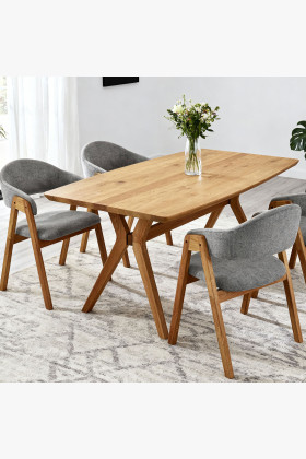 Dub tölgy ovális étkezőasztal 180 × 90 cm és Arco székek 2