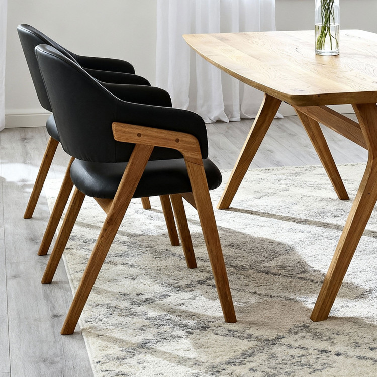 Dub tölgy ovális étkezőasztal 180 × 90 cm és Beny fekete székek