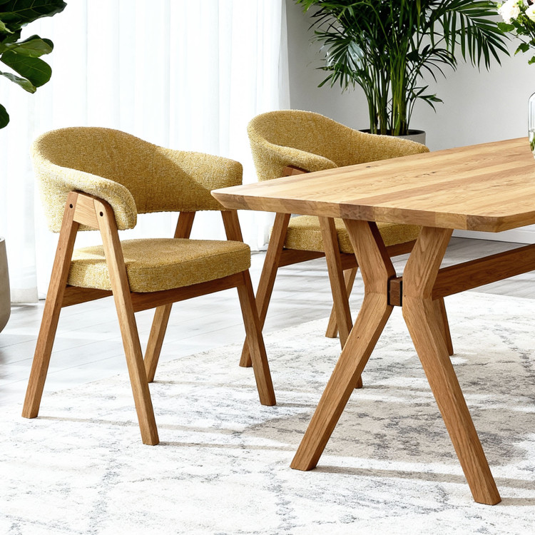 Dub asztal ovális 180 × 90 cm és sárga Mona szék