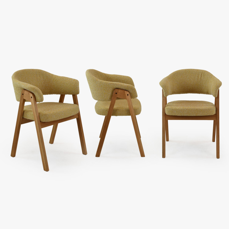 Dub asztal ovális 180 × 90 cm és sárga Mona szék