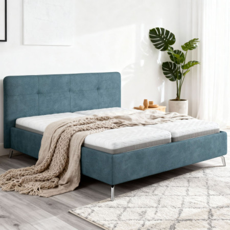 Čalouněná ágy tárolóhellyel kék, 160 x 200 cm  - 1