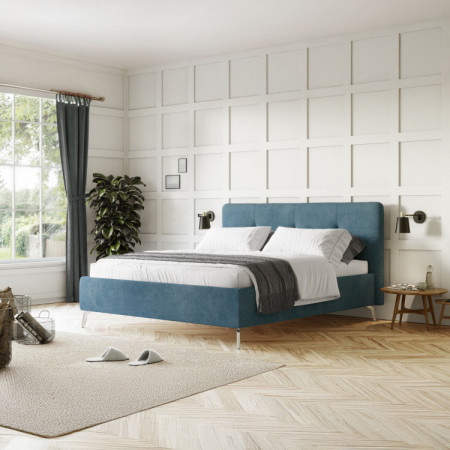 Čalouněná ágy tárolóhellyel kék, 160 x 200 cm  - 5