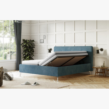 Čalouněná ágy tárolóhellyel kék, 160 x 200 cm  - 8