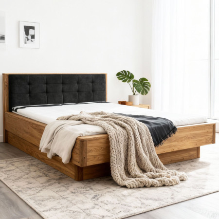 Tölgy masszív ágy tárolóhellyel, Texas 180 cm  - 1