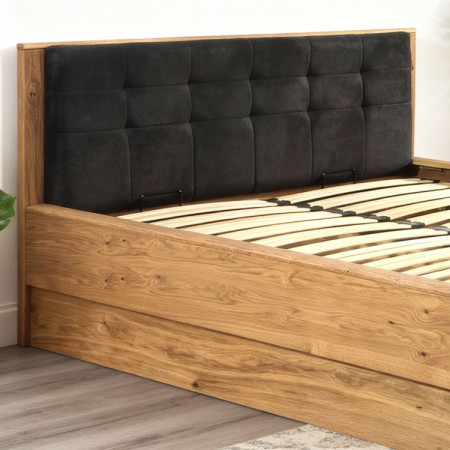 Tölgy masszív ágy tárolóhellyel, Texas 180 cm  - 3