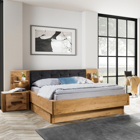 Tölgy masszív ágy tárolóhellyel, Texas 180 cm  - 8