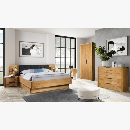 Tölgy masszív ágy tárolóhellyel, Texas 180 cm  - 19