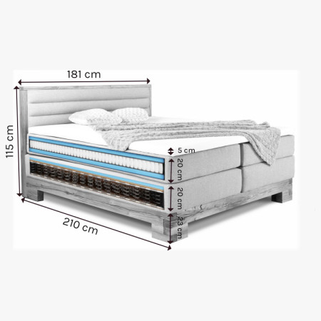 Boxspring postel masiv dub, Sofia 180 x 200 cm  - 12