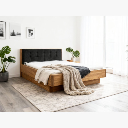 Tölgyfa masszív ágy tárolóhellyel, Texas 160 cm  - 21