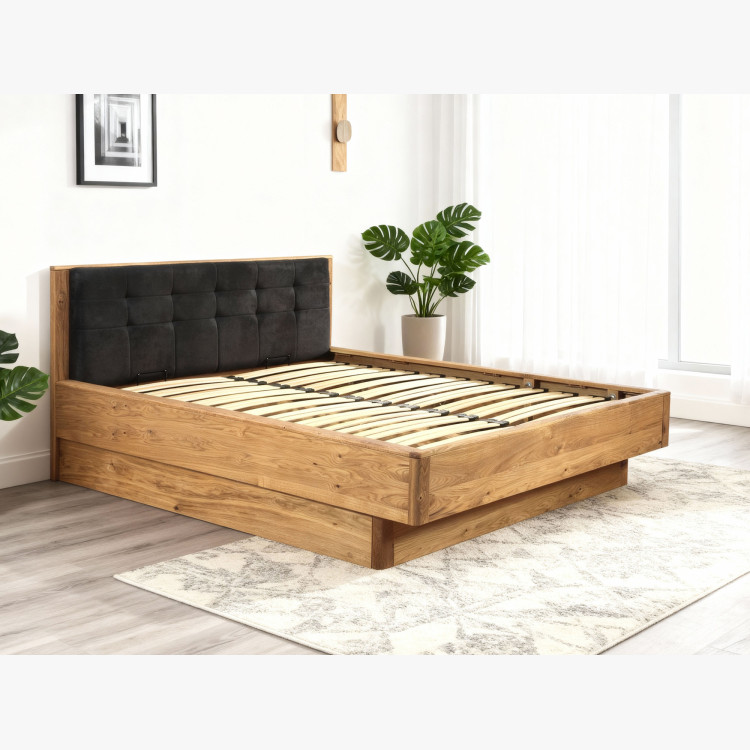 Tölgyfa masszív ágy tárolóhellyel, Texas 160 cm  - 22