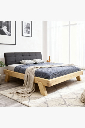 Tömör bükkfa ágy 180x200 cm, olajozott felület, természetes szín
