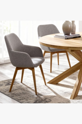 Kinyitható kerek tömör tölgy asztal és székek 2