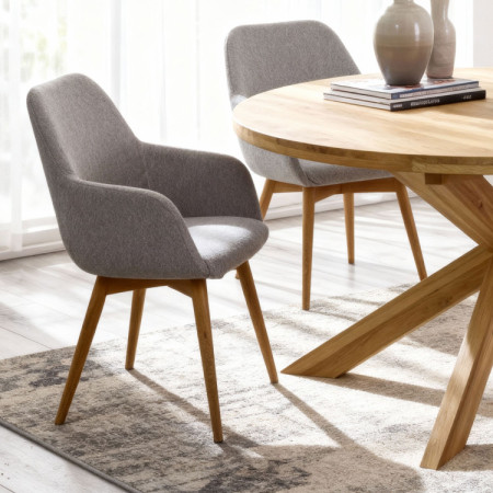 Kinyitható kerek tömör tölgy asztal és székek