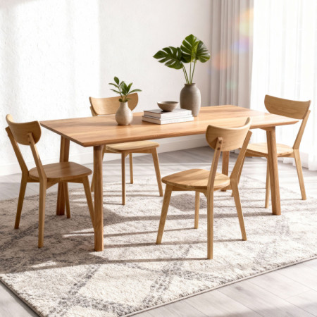 Fa asztal és fa székek szett