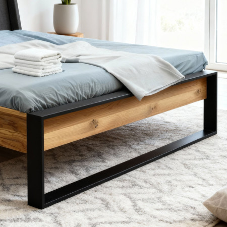 Dubová postel z kovovýma nohama 180 x 200 cm  - 2