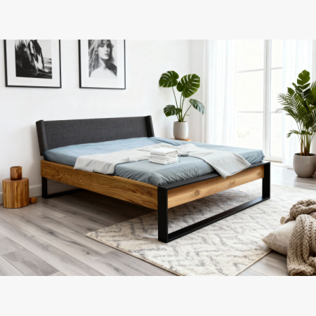 Dubová postel z kovovýma nohama 180 x 200 cm  - 9